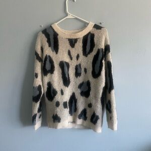 Chic Cream and Black Animal Print Sweater